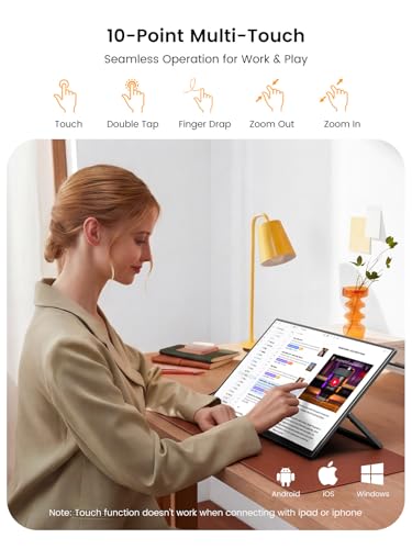Image of UPERFECT Portable Monitor Touchscreen 15.6'', Laptop Monitor with Bluetooth Keyboard, Built-in 8000mAh Battery | Adjustable Stand | Speakers, Ultra-Slim External Screen for Phone, Game Console