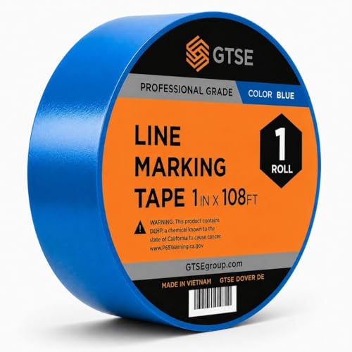GTSE 1 inch x 108 ft Blue PVC Vinyl Floor Tape, Safety Marking Tape, 6 mil Thick, Suitable for Dance Floors, Gyms, Warehouses, Sports Facilities
