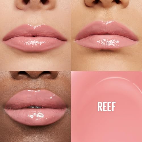 Image of Maybelline Lifter Gloss, Hydrating Lip Gloss with Hyaluronic Acid, High Shine for Plumper Looking Lips, Reef, Peachy Neutral, 0.18 Ounce