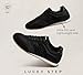 LUCKY STEP Women's Fashion Sneakers Thin Sole Lightweight Retro Athletic Sneakers Casual Lace Up Tennis Shoes Walking Footwear(Black,6)