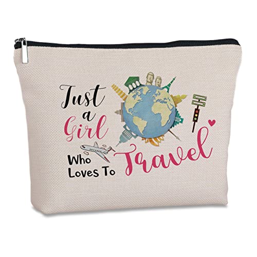 Travel Lover Gifts Zipper Makeup Bag - Travel Cosmetic Bag for Women, Best Friends, Sister - Unique Birthday Gifts