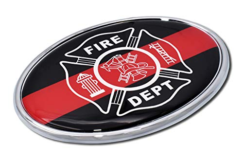 Image of Elektroplate Fire Department Maltese Cross Firefighter All Metal Emblem for Cars, Trucks, and All Auto | Universal Fit at 3.6 inch x 2.5 inch | Weatherproof