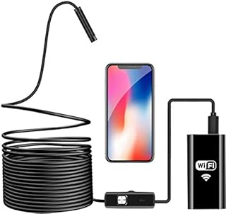 Wireless Endoscope, WiFi Borescope Inspection Camera 2.0 Megapixels HD Waterproof Snake Camera Pipe Drain with 8 Adjustable Led for Android & iOS Smartphone iPhone Samsung Tablet-16.4 ft (5M)
