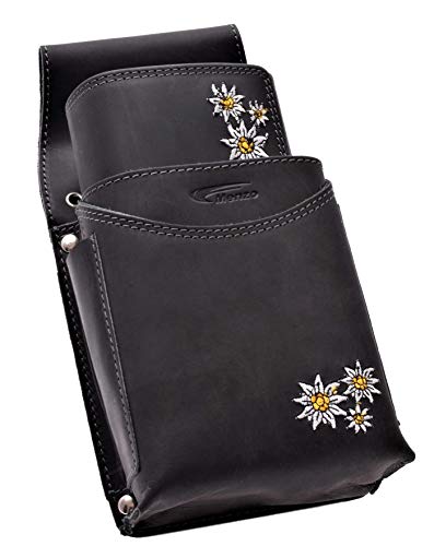 Preisvergleich Produktbild Menzo Profikellnerset 12 MONATE GARANTIE! Kellnerbörse Kellnergeldbörse Leder doppelt genäht (schwarz (Edelweiß))