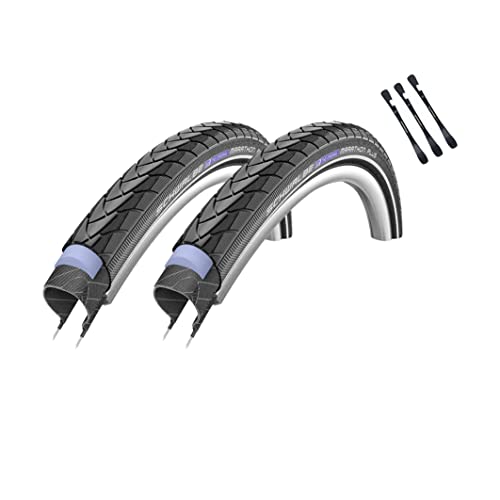 2er Set Schwalbe Reifen Marathon Plus 28 Zoll (47-622) Reflex auswählbar mit Schläuchen + 3 MSZweirad Metall Reifenheber E Bike (28x1,75 (47-622), Ohne Schläuche)