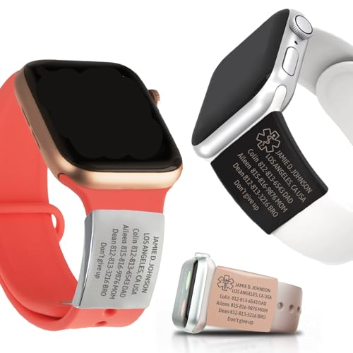 Custom ID Tag for Watch Band Laser Engraved - Personalized ID Tag for Apple Watch Safety Plate, Medical Alert, Fitness Runners for Sport Smartwatch