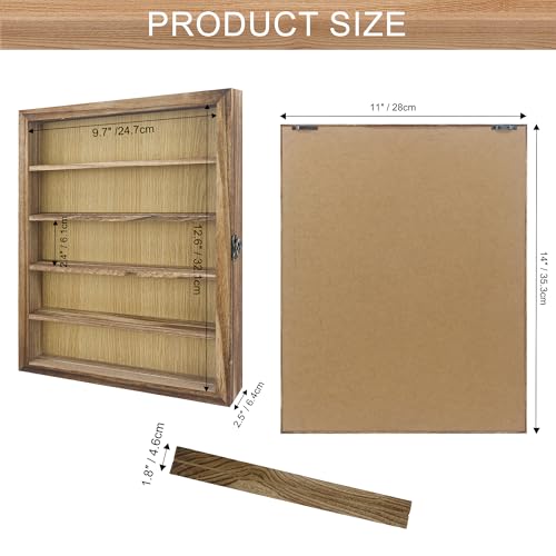 Image of FramePro Shadow Box Frame Display Case 11x14 with Removable Shelves, Deep Memory Box Trinket Knick Knack Shelf Cabinet for Collector, Keepsake Coins Military Medals Wedding Flowers Real Wood