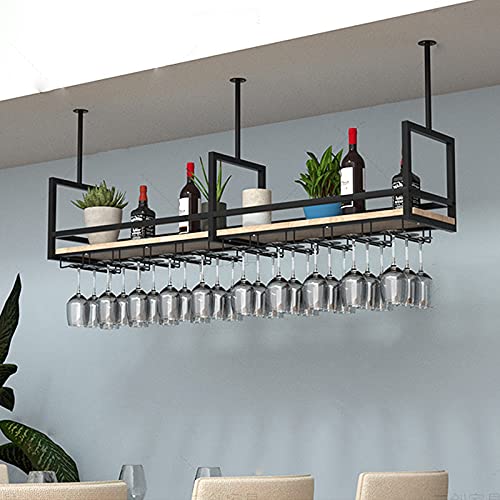 deckenregal Weinregal, Hängeregal Zur Deckenmontage Mit Glashalter, Bügeleisen Umgedrehter Stielbecher Weinglashalter, Restaurant- Oder Cafégeschirr Flaschenaufbewahrung Cover
