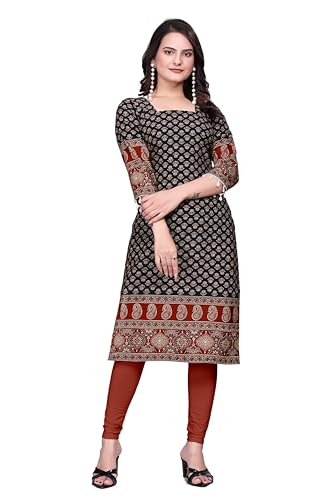 Image of Women's Pure Cotton Straight Fit Straight Cambric Jaipuri Printed Kurti