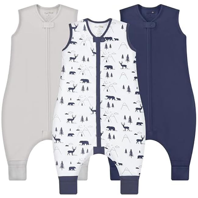 Toddler Sleep Sack with Feet, 0.5 TOG Organic Cotton Baby Sleeping Bag with Legs, Baby Wearable Blankets for Walkers w/ 2-Way Zipper, Baby Sleep Sack for Girls & Boys, Early Walker 18-36 Month