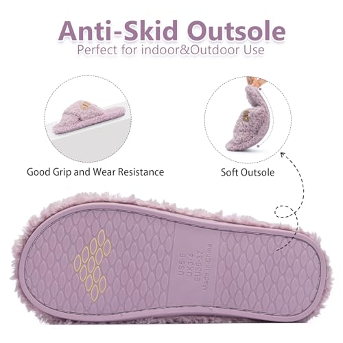 Image of GOEWY Fuzzy Open Toe Slippers for Women Cozy Memory Foam House Shoes Indoor