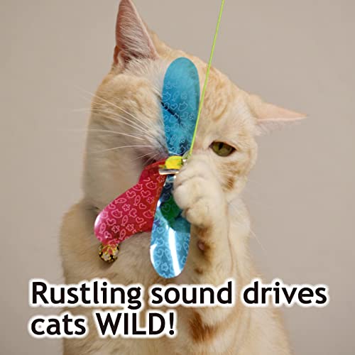 Necoichi Crinkly Critters Cat Feather Teaser Interactive Wand Toy No.1 Selling Cat Toy in Japan, Multuple, Fancy Flutterfly Cat Wand - Image 2