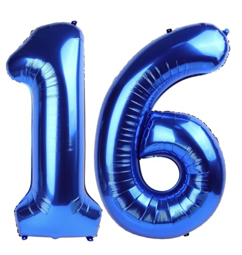 Navy Blue Number 16 Balloon 40 inch 16 Number Balloons 16th Navy Blue Birthday Decorations 16 Year Old Blue Party Supplies