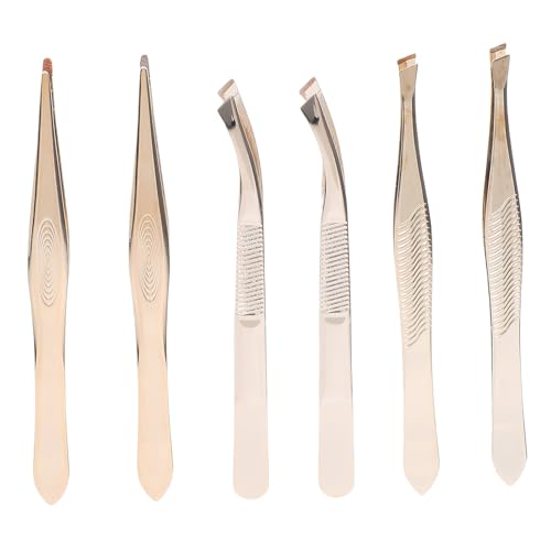 Garneck Professionelles Wimpernzangen aus Edelstahl – 6 Stück mit Geraden Schrägen und Gebogenen Spitzen Ergonomische Pinzetten für Wimpernverlängerung Augenbrauenstyling und Make Up