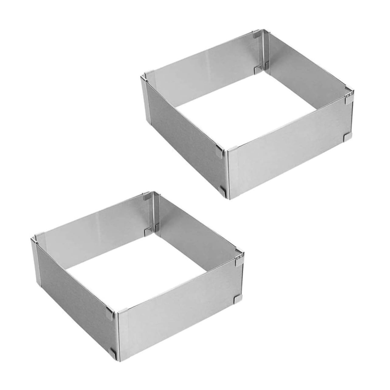 FUNOMOCYA 2pcs Stainless Steel Mousse Square Mold for Baking Non-stick Cake Supplies for Home Kitchen and Bakery
