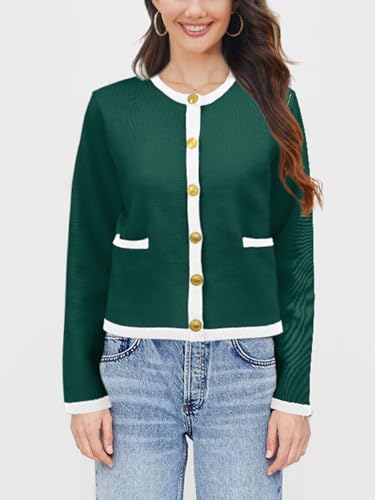 Image of SuperPrity Cardigan Sweaters for Women Long Sleeve Button Down Cropped Knit Coat Jacket with Pocket 2024 Fashion Fall Outfits