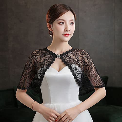 Short Lace Shawl Cloak For Women Girls Dress Elegant Wedding Clothing Fashion Shawl, White3