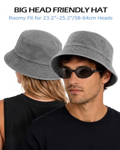 Image of Zylioo XL XXL Bucket Hat for Big Heads, Washed Cotton Sun Hat | Roomy L-XXL Fit With Washed Cotton Comfort, Easy To Fold For Fishing, Beach, Hiking, Travel, And Summer Wear