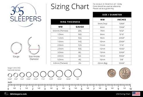 365 SLEEPERS 2PCS Titanium Implant Grade 16G Septum Jewelry Hinged Segment Ring Body Piercing Hoop Lip Rings Helix Cartilage Rook Sleeper Earrings Nickel Free Hypoallergenic 6mm – 16mm4