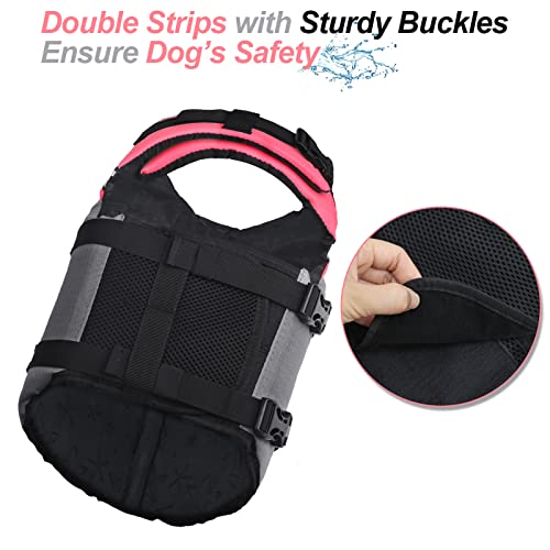 VIVAGLORY Sports Style Dog Life Jacket with Extra Flotation, Adjustable & Durable Swim Vest with Secure Fastening System for Large Dogs, Bright Pink - Image 4