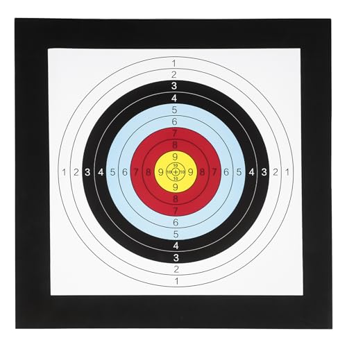 Cible de capture de flèches EVA 50 x 50 x 5 cm, disque de tir à l'arc en mousse avec 10 papiers cibles de rechange et 4 goupilles cibles, cible amortissante pour 11 à 18 kg, pour l'intérieur et