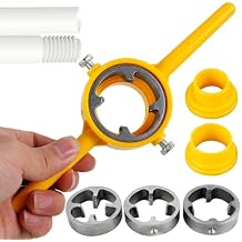 6PCS PVC Thread Maker Tool, Pipe Threader Plumbing Tool Kit with 1/2 Inch 3/4 Inch 1 Inch Reusable Plastic Pipe Die Tap Wrench Set Plastic Pipe Thread Die Kit Pipe Round Die Set for PVC Threading