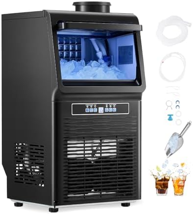 VEVOR Commercial Ice Maker Machine with 2 Water Inlets, 70lbs/24H Ice Maker Machine with 12lbs Storage Capacity, 36 Ice Cubes in 15 Minutes, LED Digital Display Self-Cleaning for Bar Office Restaurant