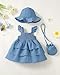 Baby Girl Clothes 12 18 Months Baby Dress Summer Infant Sleeveless Three Layers Dresses Ruffle Smocked Denim Blue Princess Dress Cute Solid Color Outfits Beach Casual Sundress with Hat