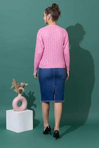 Image of Wear lusso Women's Woolen Cable Knit Pullover Sweater | Full Sleeve Round Neck Winter Wear | 100% Wool Soft & Warm Stylish Sweater for Girls, Ladies & Women | Cozy Casual Winter Fashion