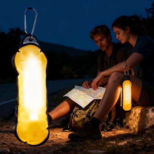 Camp Light - Portable Illumination Device, 23x10cm Outdoor Lighting Lantern for Travel, Inflatable LED Fixture with Carabiner Clip, Adventure Gear Supplies, Foldable Brightness Source for Hiking – Image 5