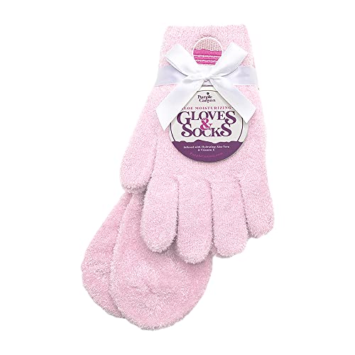 Moisturizing Socks and Gloves Set | Pink Fuzzy Socks and Gloves with Aloe and Vitamin E for Women | Women's Gifts for Self-Care