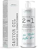Reforian Castor Oil Shampoo and Conditioner for Hair Growth & Strength – 2 in 1 Shampoo and Conditioner Set for Men & Women – Sulfate-Free Formula for Thinning, Dry or Color-Treated Hair, 8oz