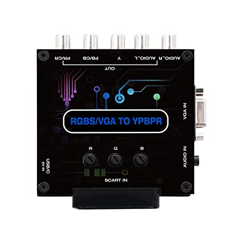 Set of RGBS VGA SCART to YPBPR Component Converter 3.5 x 3.5 x 1.4 Inches Video Adapter Fast Conversion of Game Consoles, with Type-c Data Cable and Package of Kraft Paper Box