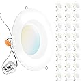 Sunco 24 Pack 5CCT Retrofit LED Recessed Lighting 6 Inch, 3000K/4000K/5000K/6000K/6500K Selectable, Dimmable Can Lights, Smooth Trim, 13W=75W, 965LM, Damp Rated - UL