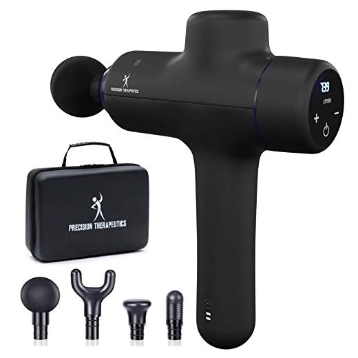 PRECISION THERAPEUTICS Deep Tissue Professional Percussion Handheld Massage Gun for Muscle Tension Relief | Portable Back Massager to Relieve Muscle Pain for Athletes |10 Speeds 4 Massage Heads & Case