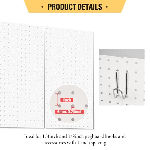 Image of DEWEL Peg Board, 23 inch x 12 inch Peg Board Tool Organizer Panel Set, 2 Pack Metal Pegboard Panels with Accessories, Heavy Duty Pegboard for Walls Home, Garage, Office, Craft Room, Kitchen(2pcs white)
