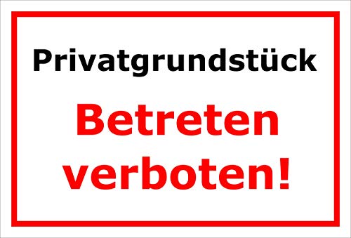 Melis-Folienwerkstatt Schild Privatgrundstück - Betreten verboten – 15x10 cm – 3mm Aluverbund – mehrere Größen/Materialien