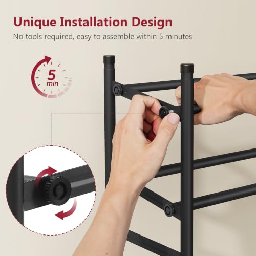 Image of Tajsoon Expandable Shoe Rack for Closet 2 Tier, 28 inch-41 inchStackable, Black