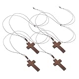 Garneck Collar Colgante Religioso de Cruz de Madera Natural Ajustable Unisex 4 Piezas, Adorno Vintage para Hombre y Mujer, Joyería Cruz Pascua y Accesorio Casual