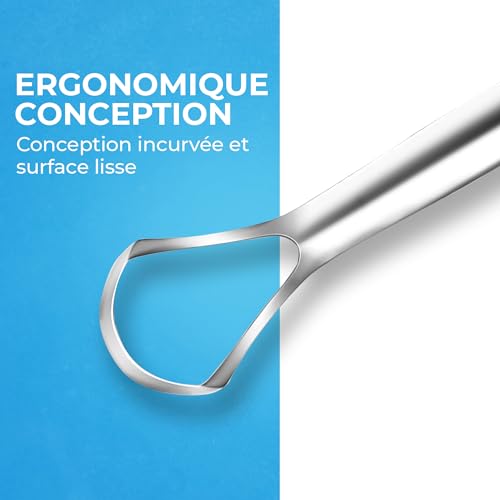 HOKIN Gratte langue pour adultes Gratte-langue acier inoxydable mauvaise haleine traitement 100% Métal Tongue Scraper Cleaner pour hommes et femmes Brosse langue nettoyeur d'hygiène buccale (2 pièces) – vue 5