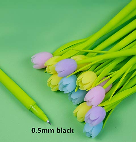 Set de 8 bolígrafos de gel con diseño de flor tulipán miniatura 5