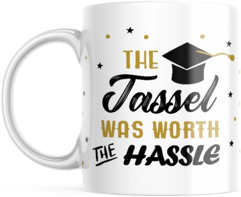 The Tassel was Worth The Hassle Coffee Mug 11 oz - White Ceramic, Class of 2022 Graduation Gift Color 5 - Image 1 of 6