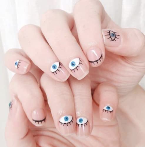 Jmeowio Cartoon Evil Eyes Black Nail Art Stickers Decals 7 Sheets Jmeowio 3D Self Adhesive Blue Eyes Nail Decoration Tools Accessories For Women Girls Kids thumb #4