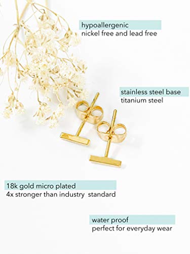 Altitude Boutique 18K Gold or Silver Bar Studs | Small Bar Earrings | Hypoallergenic Stud Earrings for Women | Delicate Jewelry2