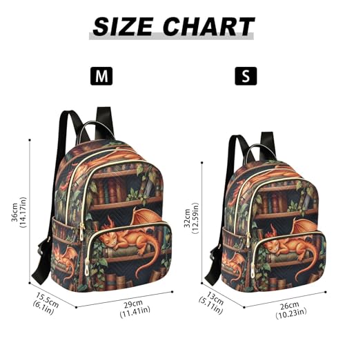 Image of ALAZA Dragon Bookshelf Book Women Backpack Purse Ladies Fashion Shoulder Bag Daypack Travel Bag 7.5L