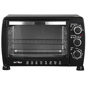 WOLTU Mini-Pizzaoven Dubbele Glazen deur met Bakplaat en Braadpan met Timer 0-250 ° C 1400 W, 20 liter Zwart