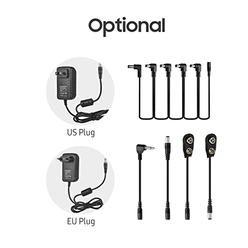 Henniu CP-07A Adaptador de fonte de alimentação para efeitos de guitarra DC 9V 1A com cabo de cadeia
