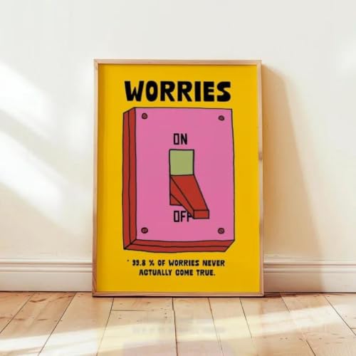Affiche Switch style dessin animé citation santé mentale toile rétro positive Baibexing A1