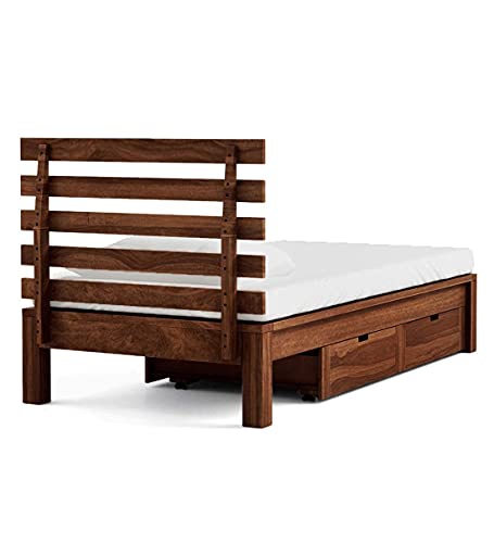 Image of KR Furniture Single Bed Without Storage | Solid Sheesham Wood Wooden Cot (6 x 3 Ft) | Low Height Bed Frame for Bedroom, Guest Room & Living Space | Honey Finish