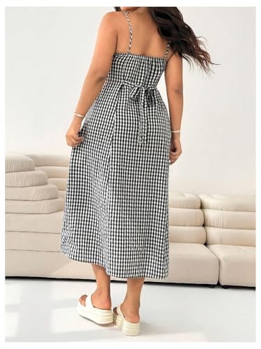 Image of Floerns Women's Plus Size Spaghetti Strap Floral Dress Tie Back Vacation Midi Dresses